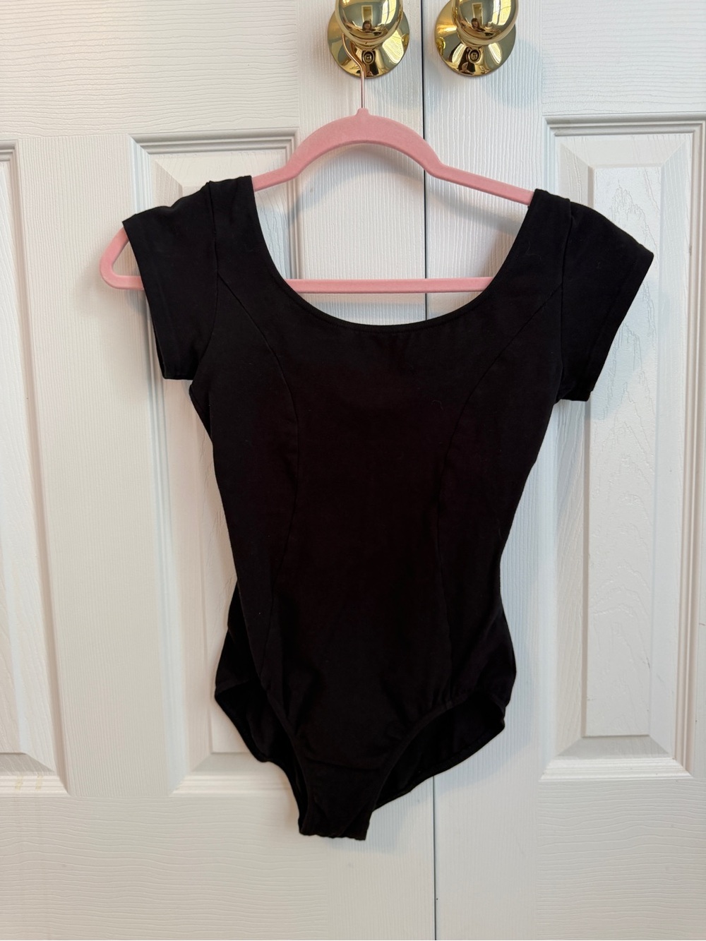 Mirella Black Short Sleeve Dance Leotard